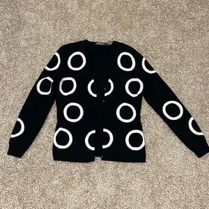 Black Cardigan with white circles